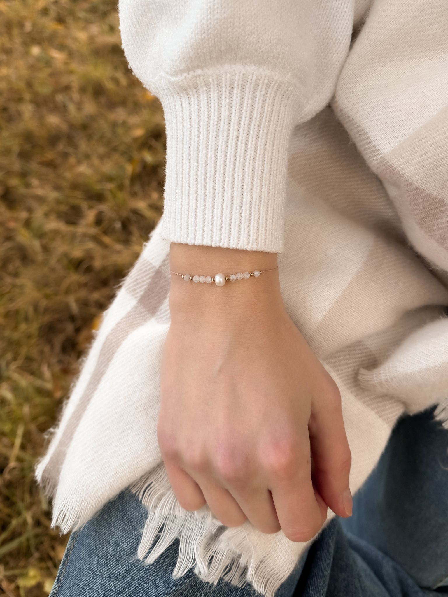 Bransoletka z Kamień księżycowy, Perła - Bransoletka Miłość i intuicja - energetyczna bransoletka z kamieni naturalnych